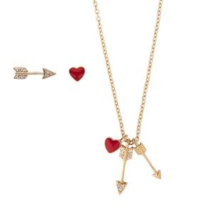 Heart and Arrow necklace and earrings set